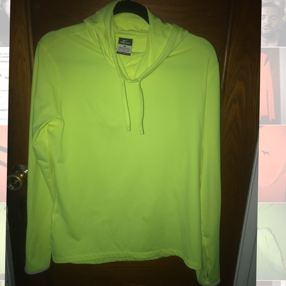 neon green nike pro running hoodie